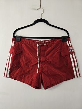 Abercrombie & Fitch A&F Lifeguard Tower Guard Theme Board Swim Aquatic Shorts L
